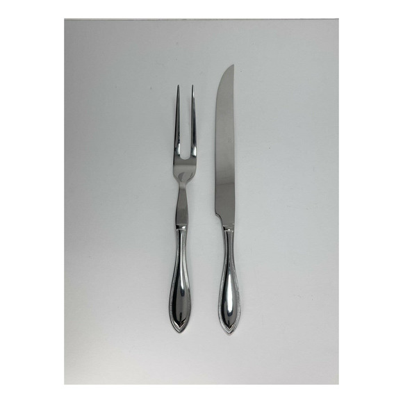 RSVP RXV5 Beaded, 2-Piece Carving Knife 12 1/4” & Fork 10 1/2” Stainless 18/10 - Picture 1 of 3